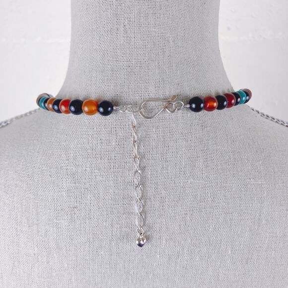 Signed DTR Jay King Sterling Silver Colorful Gemstone Chalcedony Beaded Necklace - Picture 8 of 16